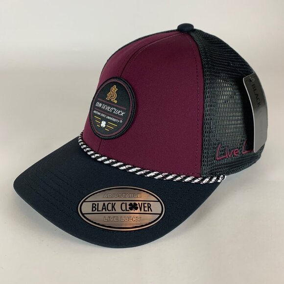 Arizona State Sun Devils NCAA Black Maroon Black Clover Roper Snapback Hat New - Picture 3 of 6